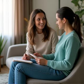 Wellness coach guiding a client through their healthy lifestyle plan
