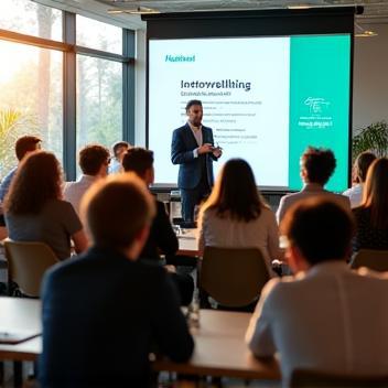 NutriWell health seminar for corporate employees in a bright meeting room